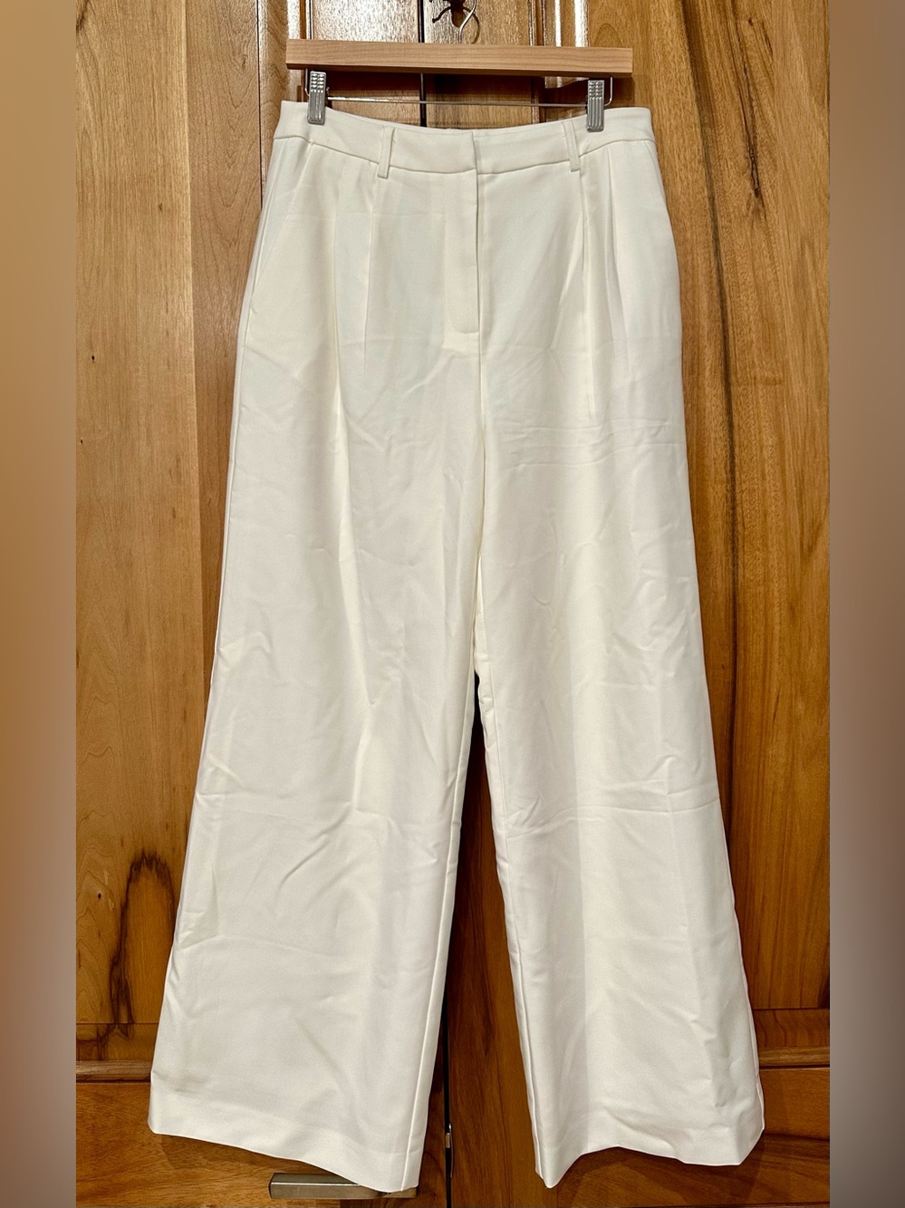 NWT Commense Solid White Wide-Leg Trousers, L